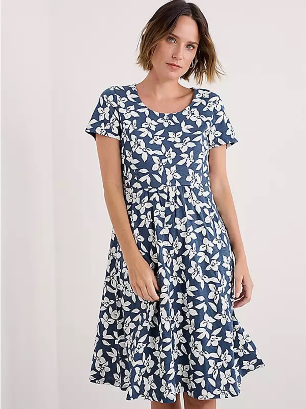 Seasalt Cornwall Enor Floral Print Organic Cotton Fit & Flare Midi Dress